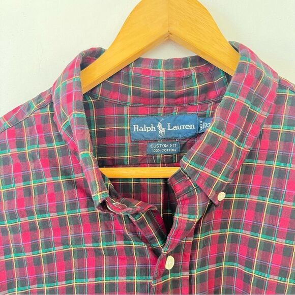 Ralph Lauren Blue Label Red Plaid Button Down 100% Cotton Dress Shirt XXL - Picture 5 of 7